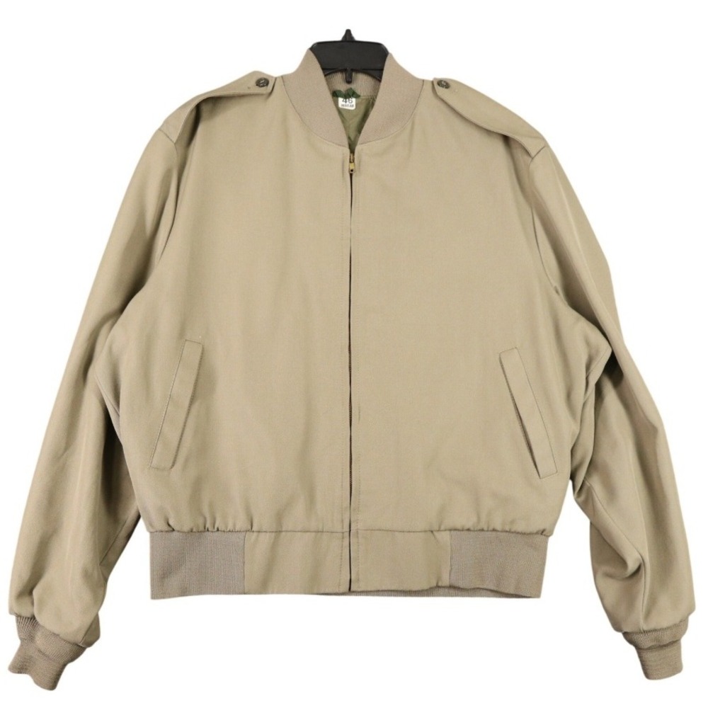 Vintage 1999 USMC Neptune Garment Co Bomber Jacket Mens 46R Tan Military USA